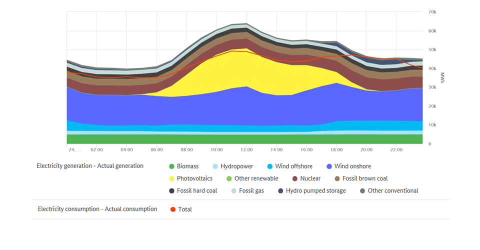 Highest renewable output and electricity consupmtion on 24 May 2020