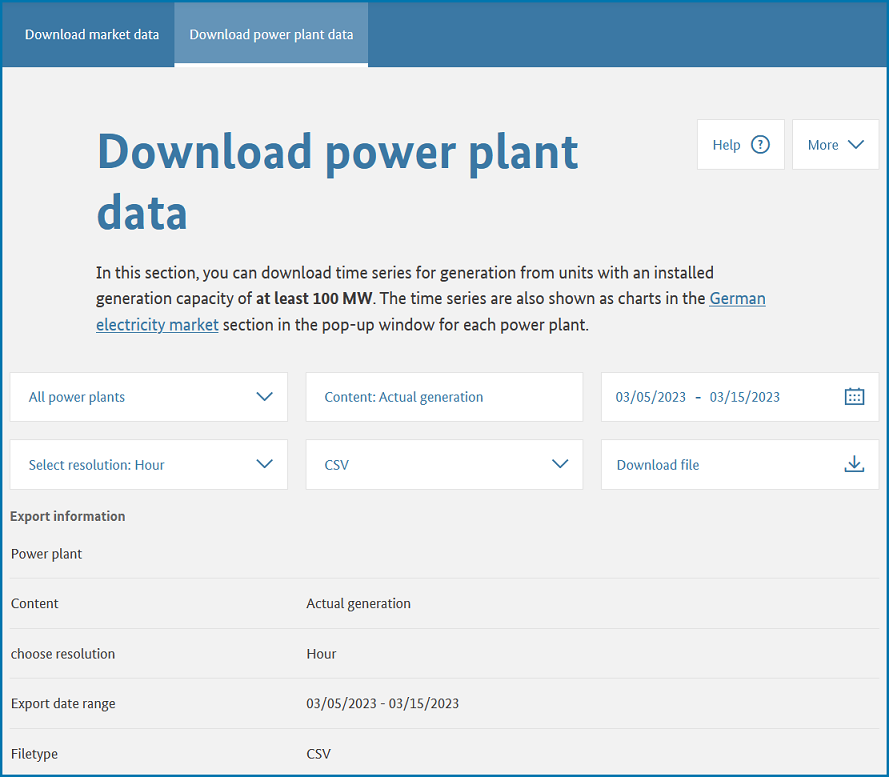Download power plant data